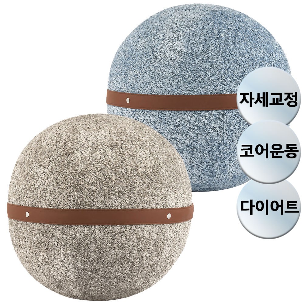 멀티 짐볼 의자 57cm 요가 밸런스볼 코어 근력강화 다이어트 스트레칭 패브릭 커버 찬물세탁 안티버스트, BLUE 129,800원