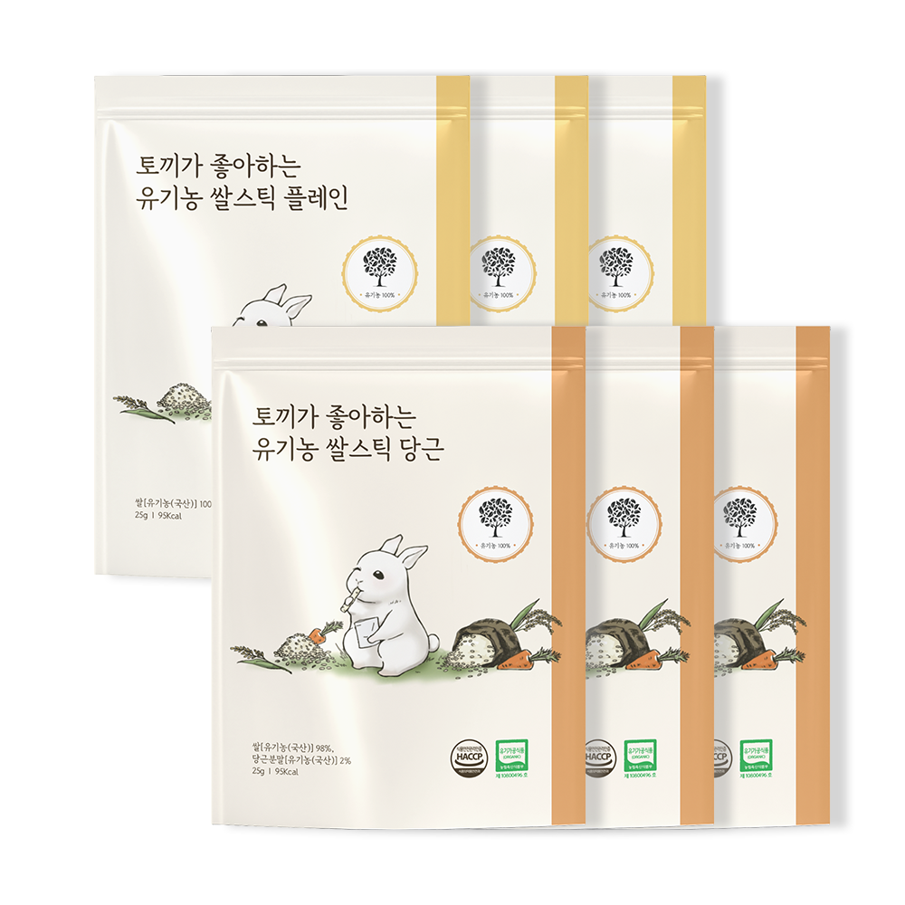 [앨리스] 토끼가 좋아하는 유기농 쌀스틱, 6개, 25g, 플레인 3개, 당근 3개 12,900원
