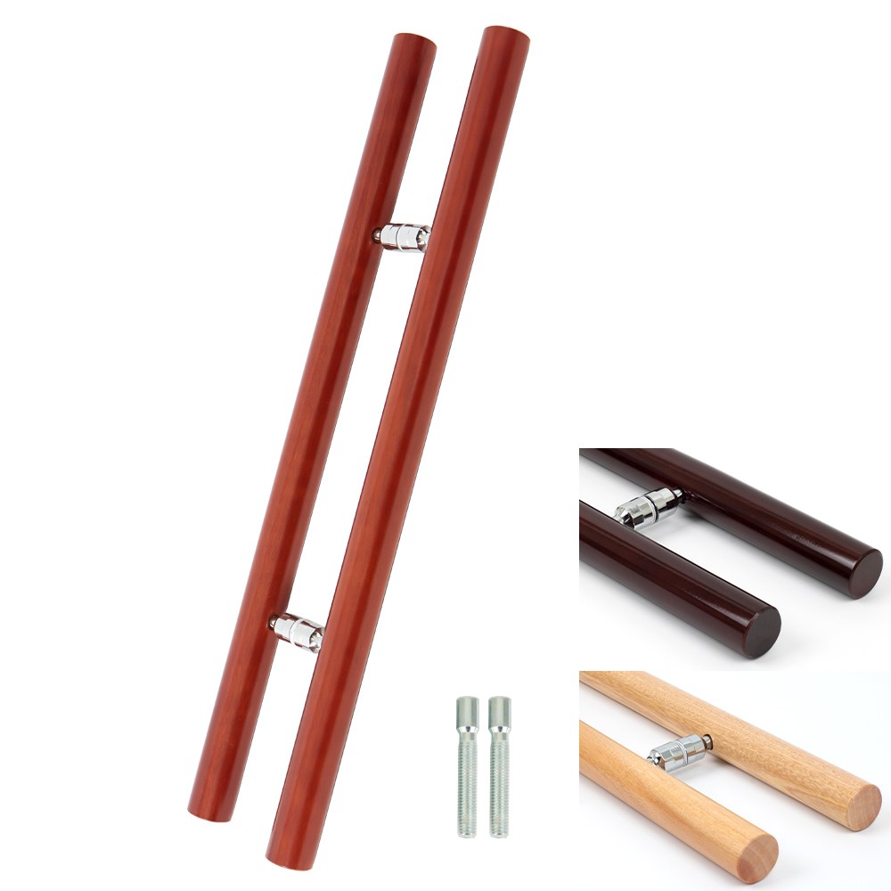 철물이네 강화도어 손잡이 340mm 원목 체리 원형 H자 강화문 유리문 출입문, 단일상품(체리), 고객직접설치, 1개 18,800원