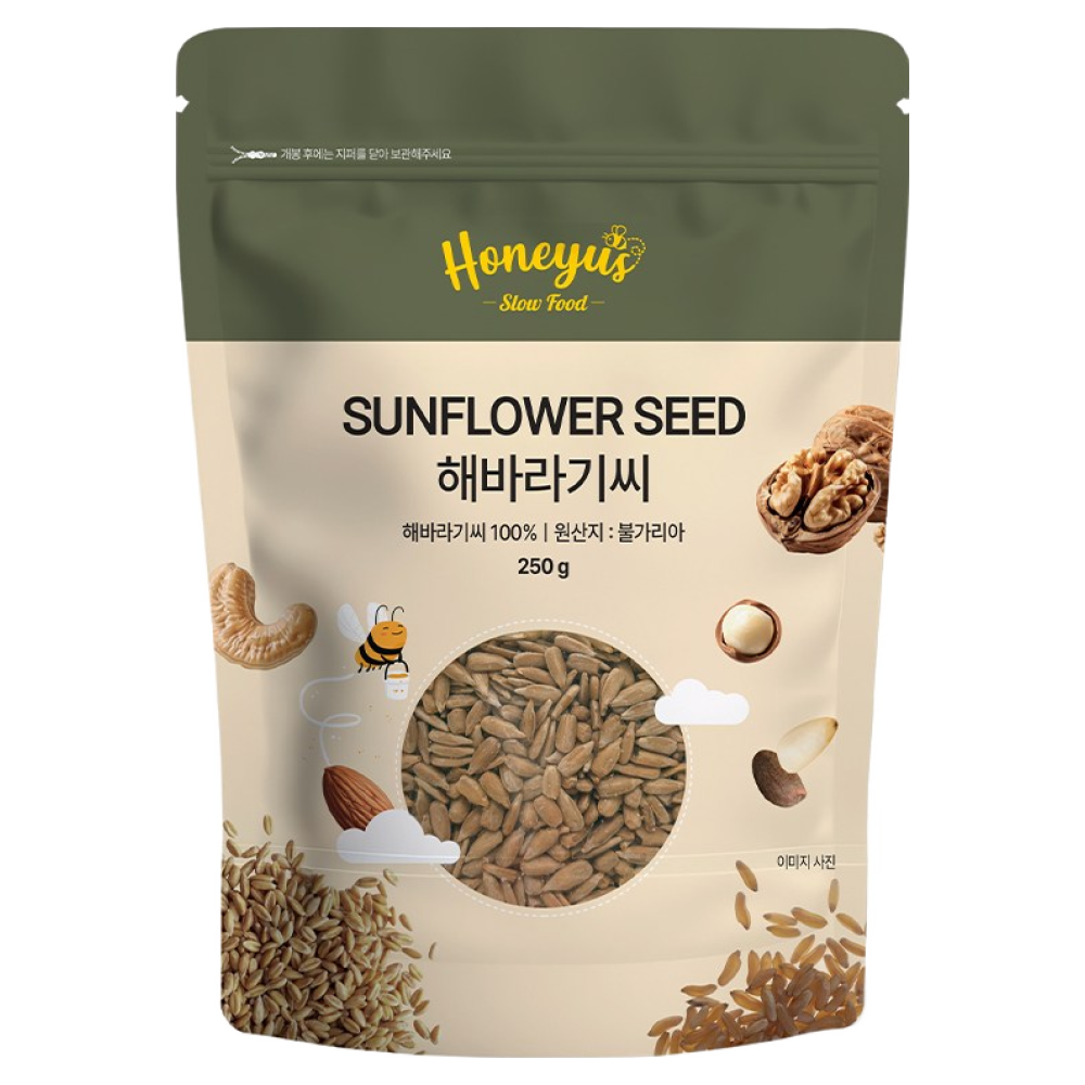 허니어스 해바라기씨 100% / 무첨가 무염 건강 간식 / 요거트 토핑/ 샐러드 토핑/ 하루 한줌 건강 견과 간식, 1개, 250g 6,900원