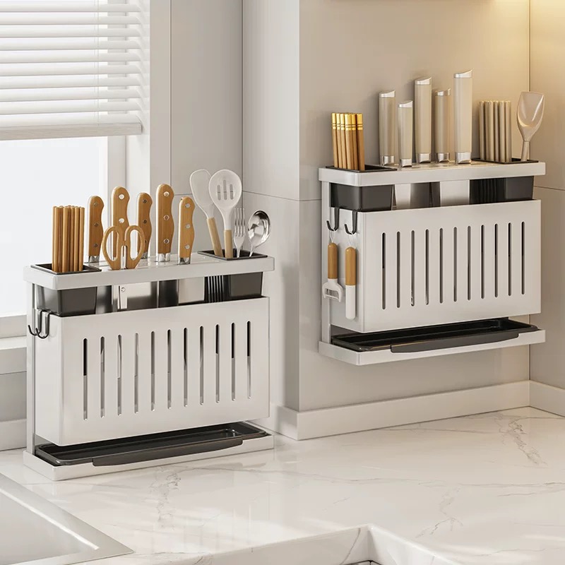 숭람 주방 통풍 물빠짐 칼꽂이 수저 조리도구 정리대 칼거치대 칼블럭 칼보관함, 1개, 화이트 24,800원