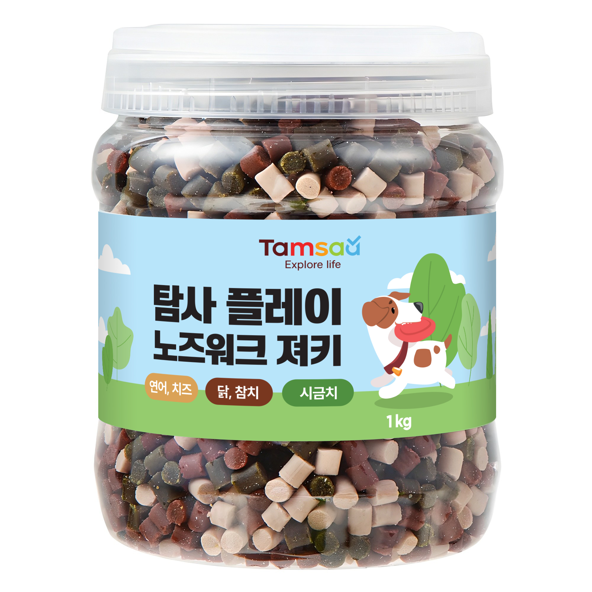 탐사 강아지 간식 플레이 노즈워크 말랑 져키 혼합맛 1kg 11,290원