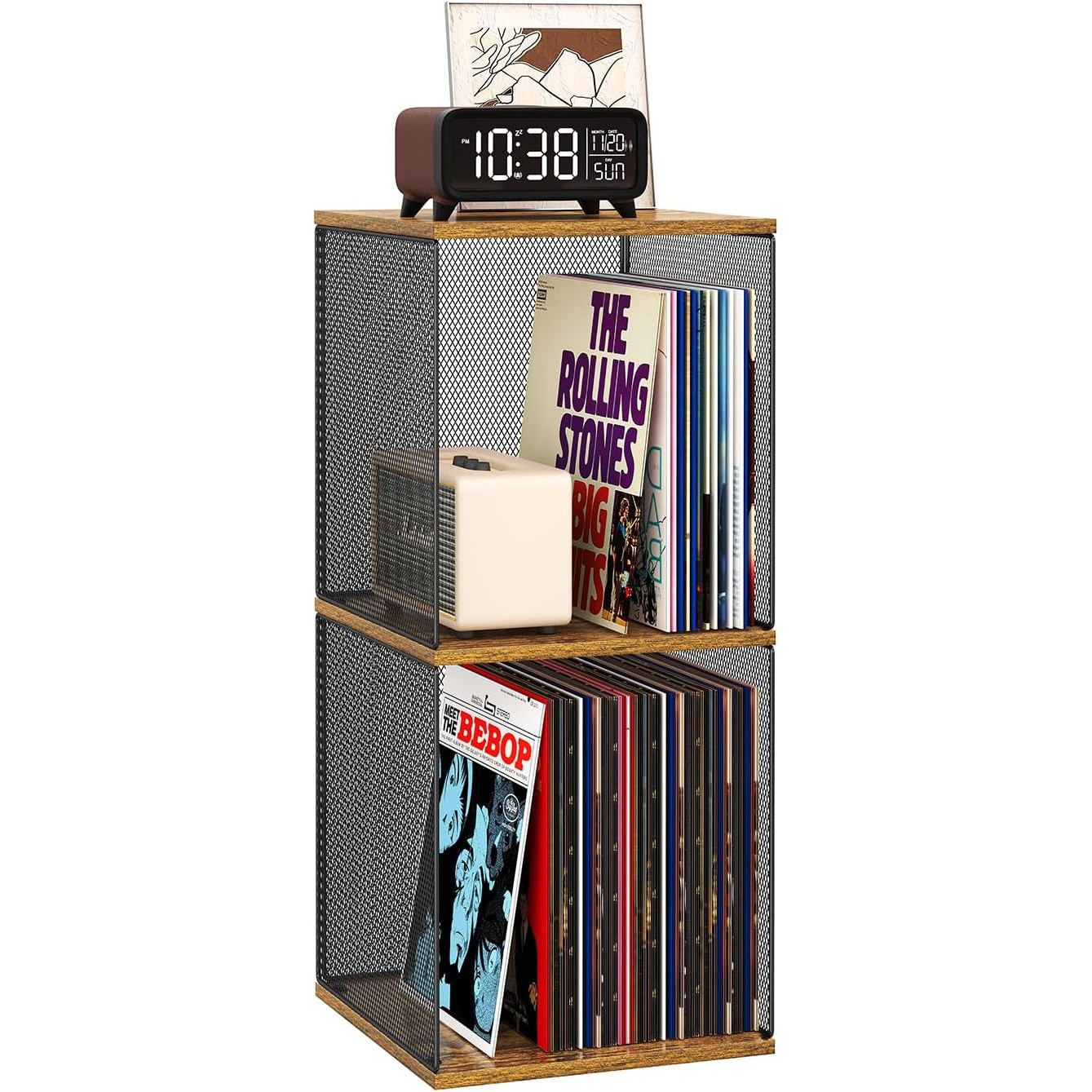 모던마켓 홈 프리미엄 수납정리 레코드 보관함 원목 통기성이 좋은 LP 책 잡지 다용도 캐비닛 스튜디오 앨범 다용도 큐브 정리함 2개/세트, 1세트, 블랙 43,900원