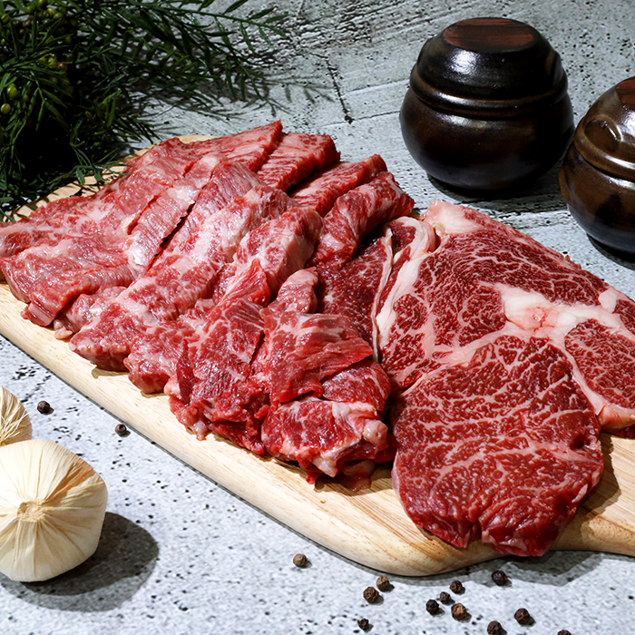 명품 한우 1++등급 등심포함 모듬구이용 세트 2.4kg 222,340원