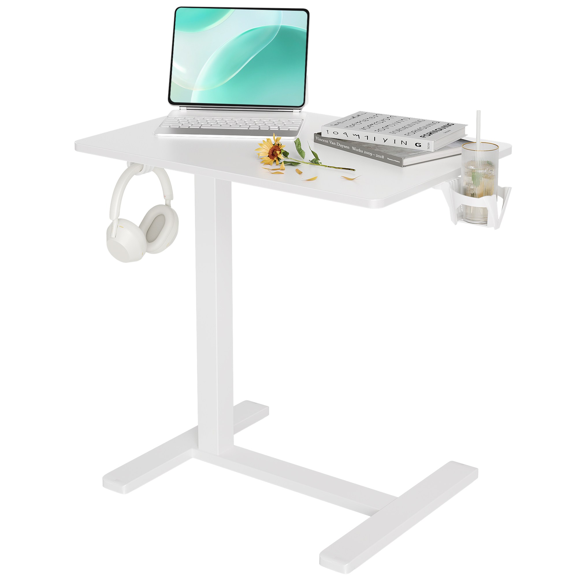 Claiks유압식 높이조절 테이블 이동식 사이드테이블 사이드데스크 침대 책상 쇼파 테이블 침실 테이블 보조 책상, 백색 79,990원