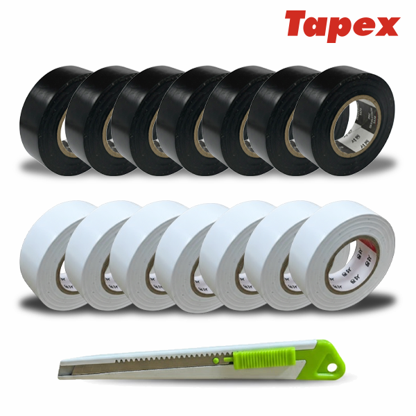 서통테이프 UL인증 PVC 심플 전기 절연 사계절 전기테이프 흑색7개+백색7개 세트 커터칼 포함 11,980원