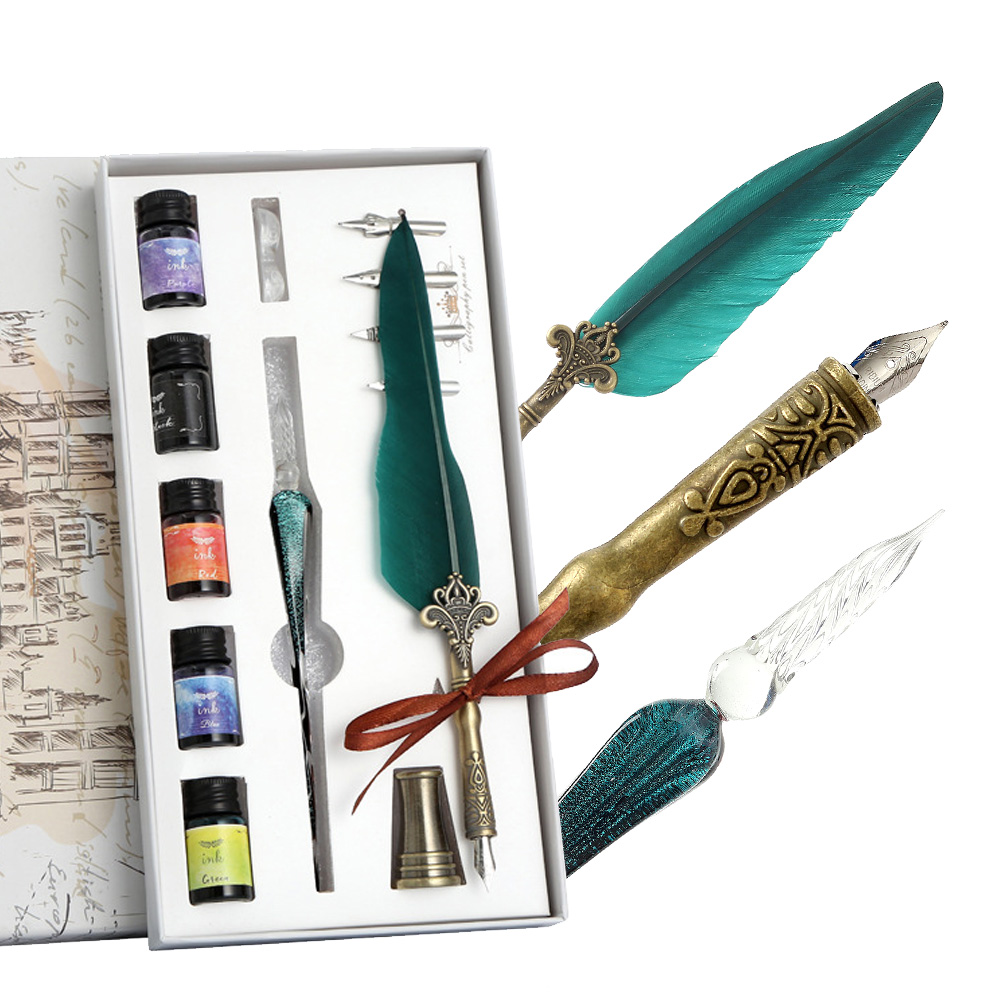 5종 빈티지 크리스탈+깃털 만년필 세트 캘리 유리딥펜, 상세 참조 31,630원