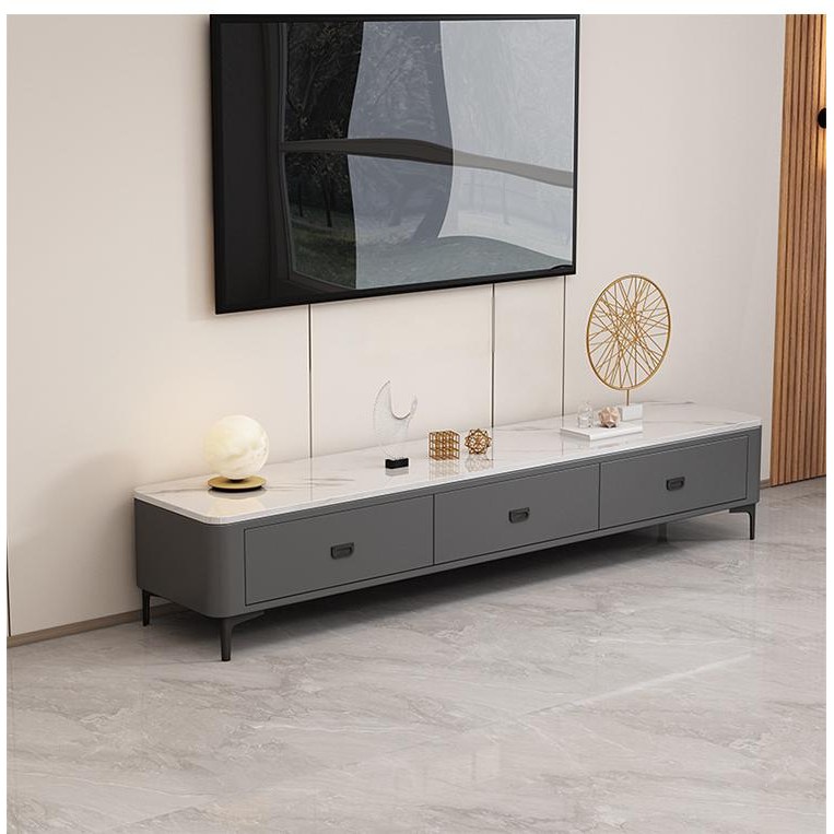 BYOU 모던 심플 스타일 확장형 거실장 수납 서랍형 TV다이 1600 1800, 눈산 화이트 + 회색 캐비닛 228,000원