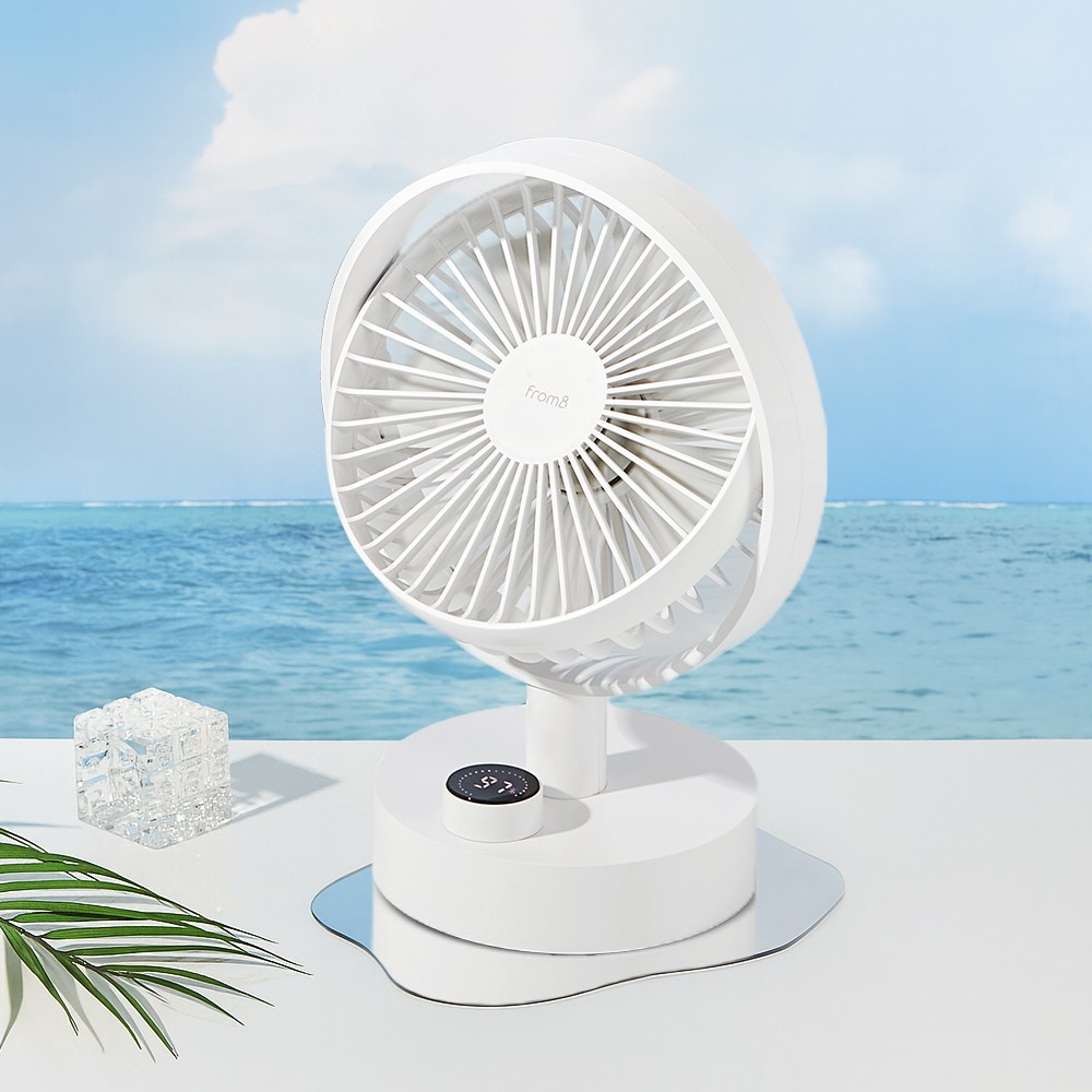 프롬비 아이스윈드 무선 탁상용선풍기, 아이스윈드 자동회전 무선탁상용 선풍기/18650-2000mAh(화이트), 화이트 34,800원