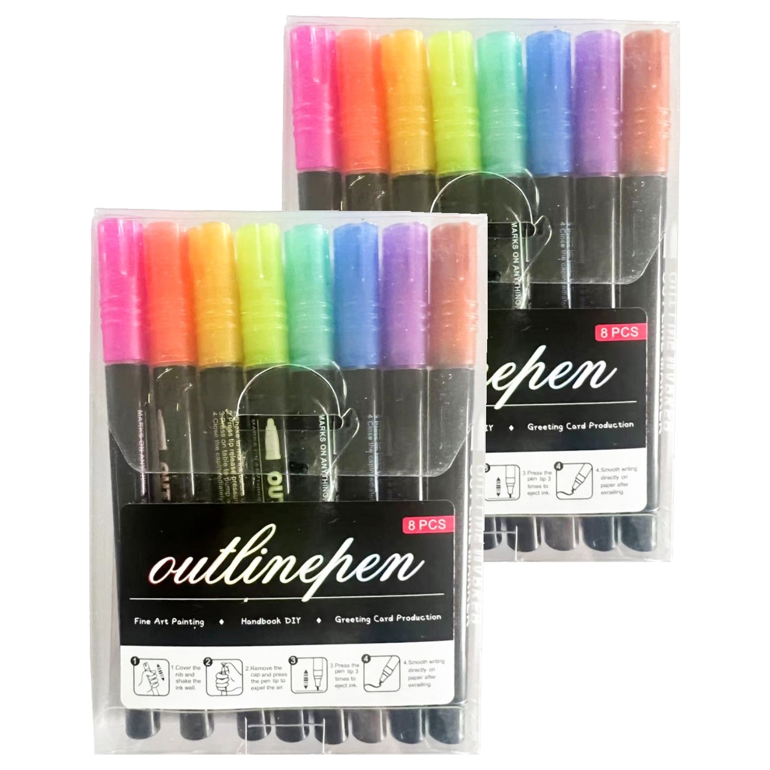 코히모 아웃라인 메탈릭 윤곽 펄 컬러 마카펜 4W078, 2세트, 8색 11,730원