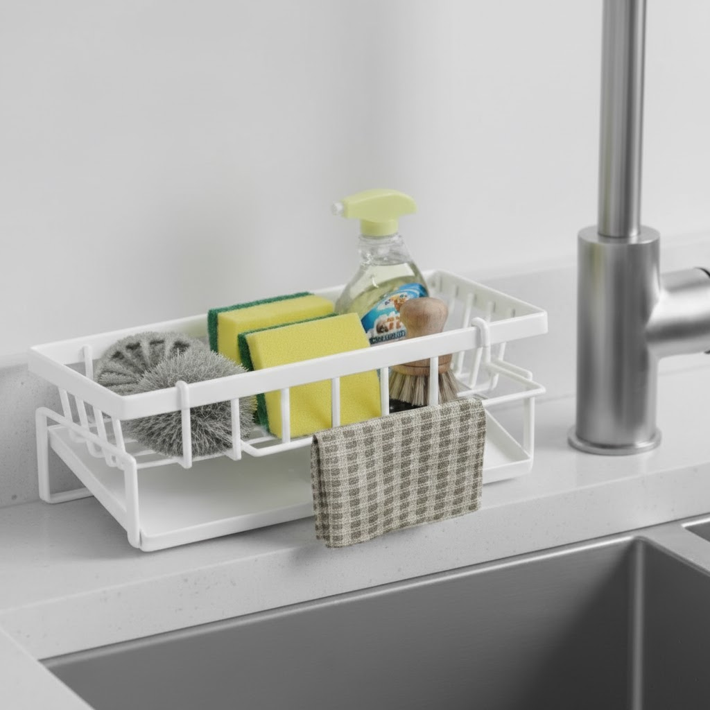 모아룸 자동 물빠짐 올스텐 수세미 거치대, 1개, 화이트, 2단 8,600원