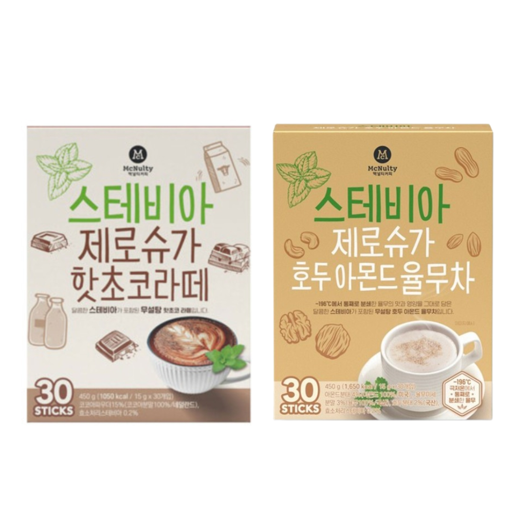맥널티커피 스테비아 제로슈가 핫초코+율무차 세트 35,900원
