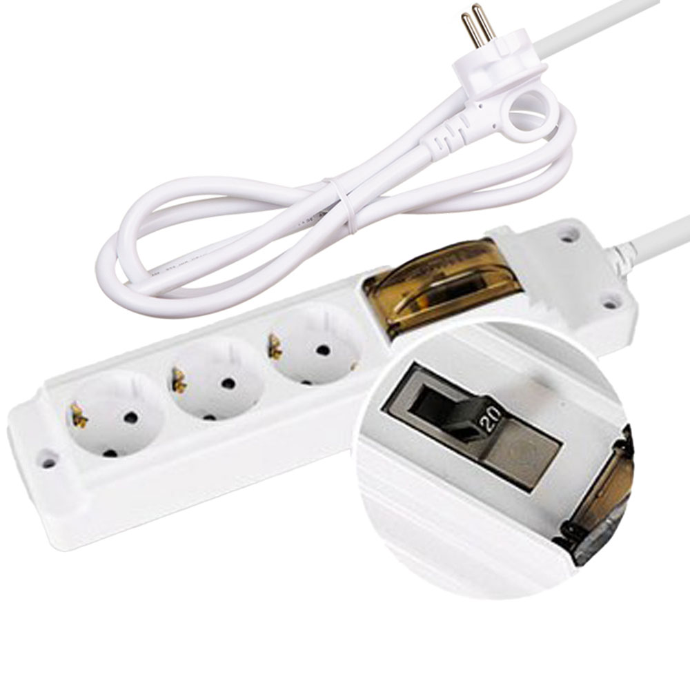 현대일렉트릭 4000W 고용량멀티탭 안전콘센트 배선차단 3구, 5m, 화이트, 1개 32,000원