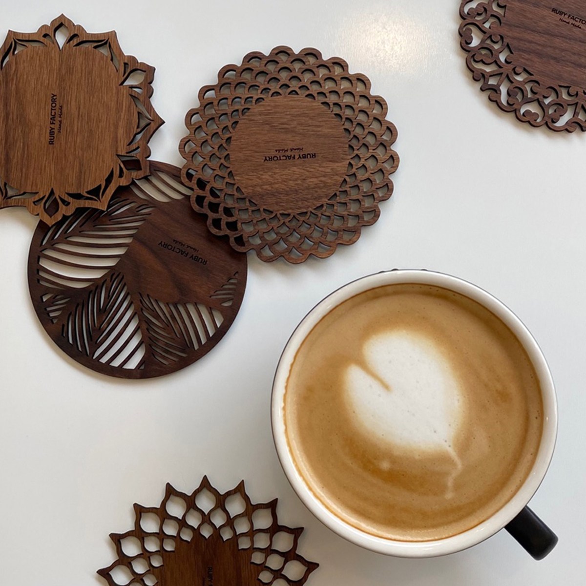 우드 티코스터 원목 나무 컵받침 홈카페 주문제작 단체선물 각인 5,000원