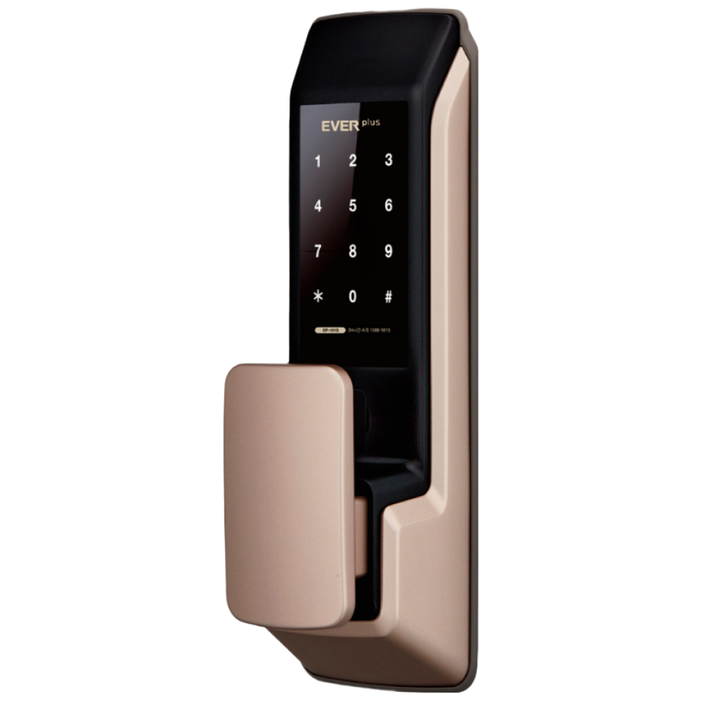 에버넷 무타공 푸시풀 도어락 에버플러스 EP-101 골드 고객직접설치 (번호전용,카드,지문), 고객직접설치, 1. EP-101N 골드(번호전용) 75,000원