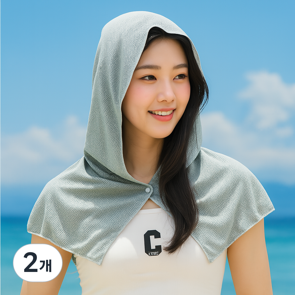 Dnc 후드형 햇빛 가리개 통풍메쉬 후드 뒷목가리개 자외선 완벽 차단 단추형, 그레이, 1개 5,900원