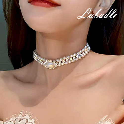 루바들 NP738 여자 진주 비즈 큐빅 초커 파티 하객 패션 목걸이 주얼리 20,000원