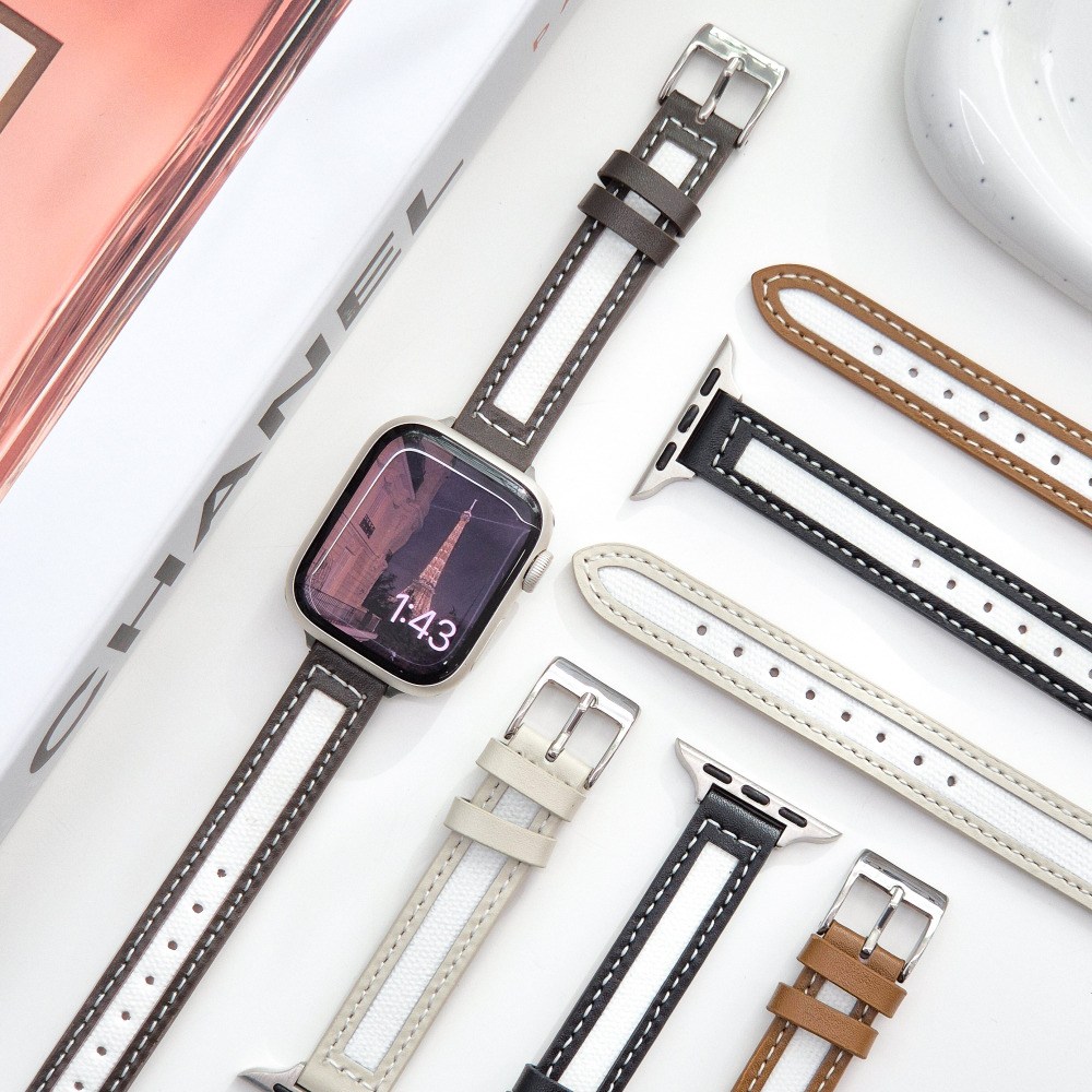 영스피플 애플워치 호환 슬림 캔버스 가죽 스트랩 3 6 7 8 9 10 11 SE2 베네 38 40 41 42 44 45 시계줄 밴드 13,900원
