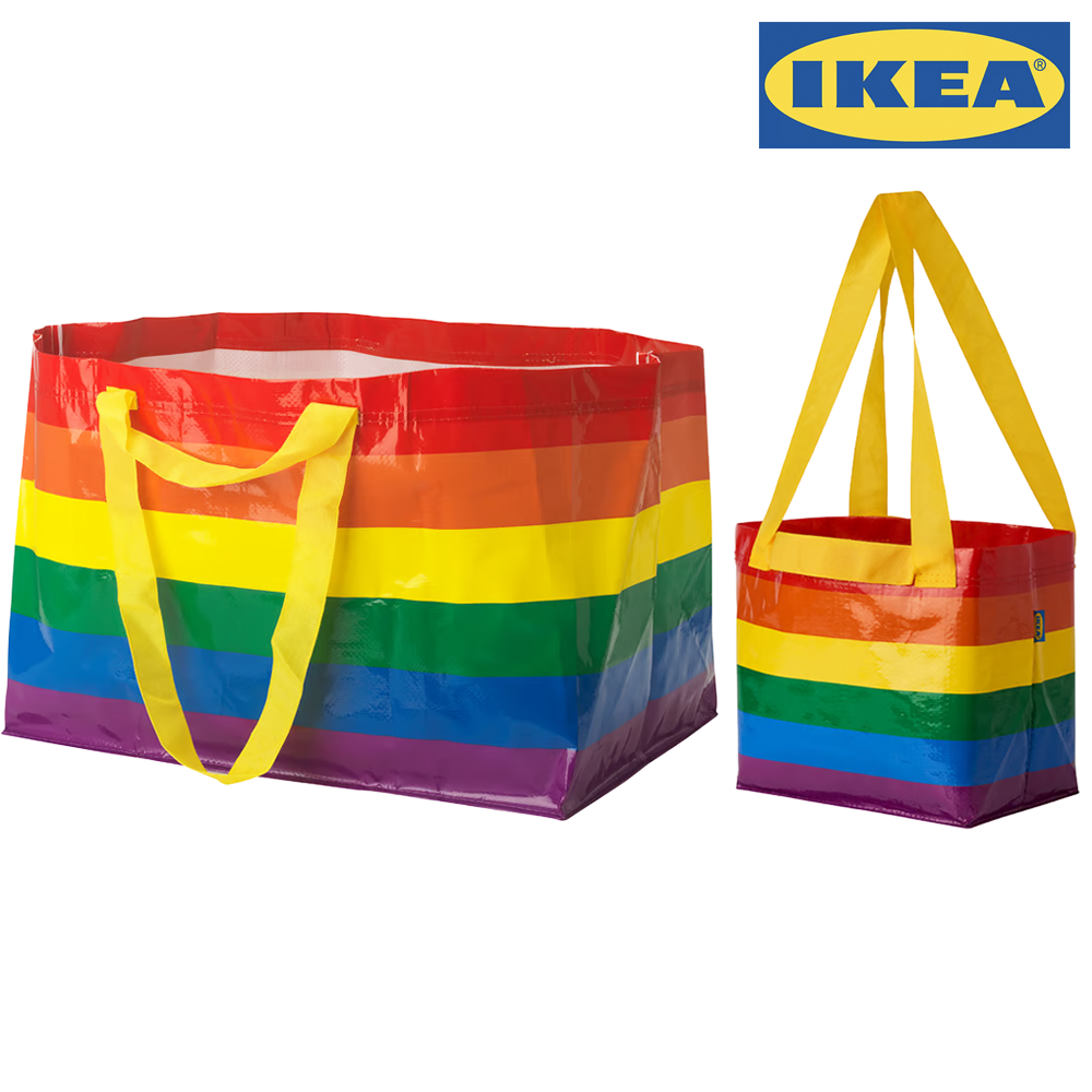 이케아 무지개 타포린백 L+S 장바구니 세트, 1세트, 멀티컬러 13,900원