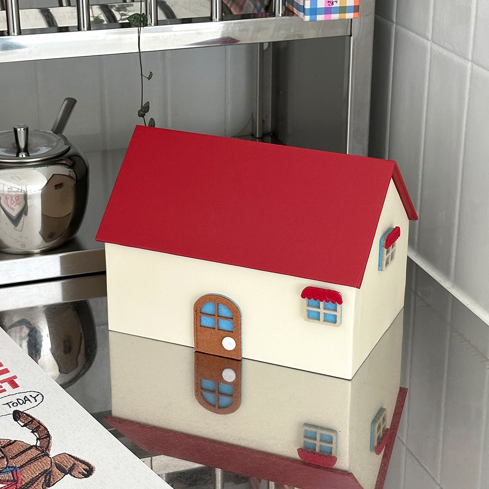 이이공브이샵 레드 하우스 티슈케이스 집모양 휴지케이스 오브제 티슈커버 17,900원