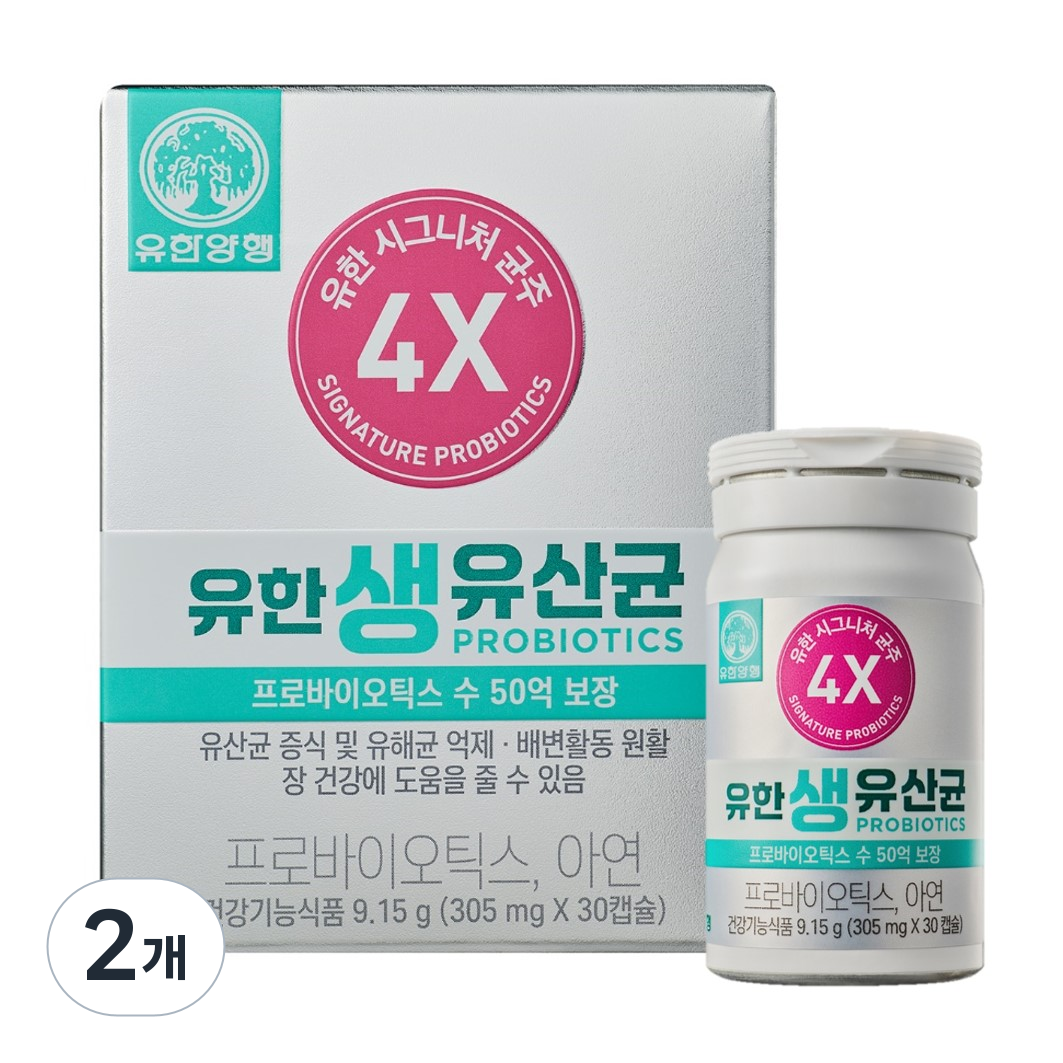 유한양행 와이즈바이옴 유한 50억 생유산균, 2개, 30정 26,800원