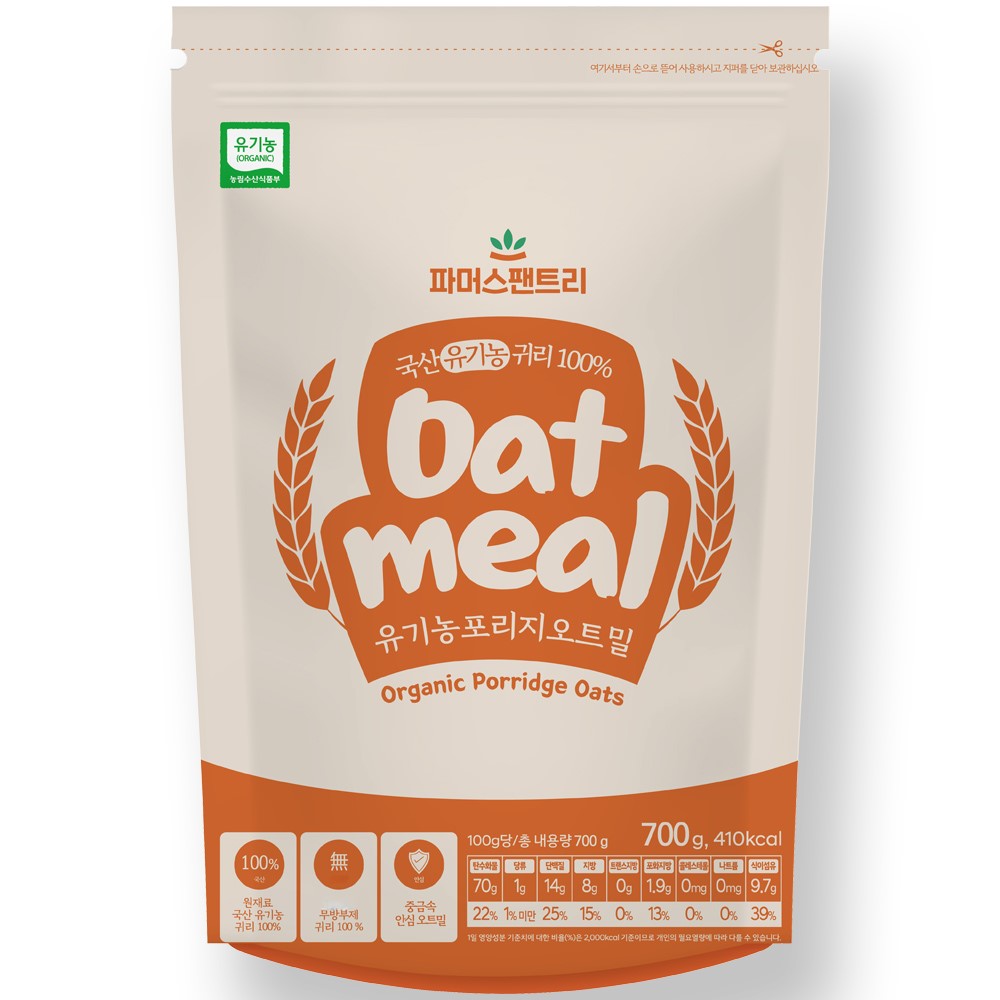 파머스팬트리 국산 유기농 포리지 오트밀 압착귀리 이유식 오나오 13,900원