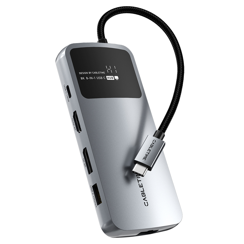 케이블타임 8K HDMI DP 미러링 기가비트 랜카드 10Gbps 멀티 허브 도킹스테이션 CB80G, 혼합색상, 1개 98,500원