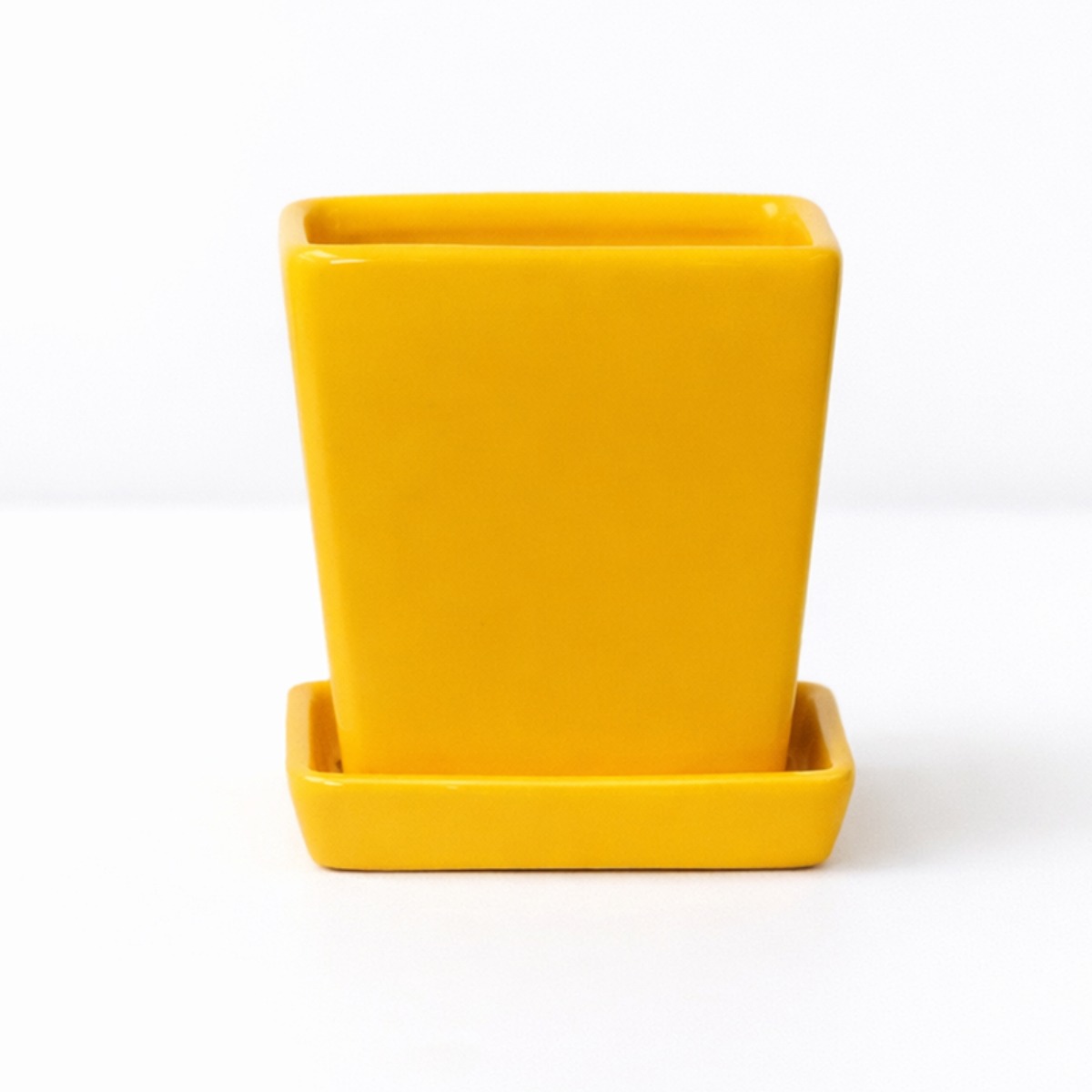 모던레시피 유광 사각 기본 도자기 화분 받침 세트 소형 인테리어, 1개, 옐로우 7,900원