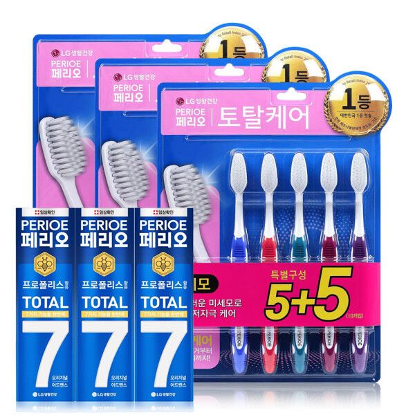 홈스타 페리오 토탈 케어 미세모 칫솔 10입 3세트+토탈7 오리지널 치약 120g 3개 39,220원