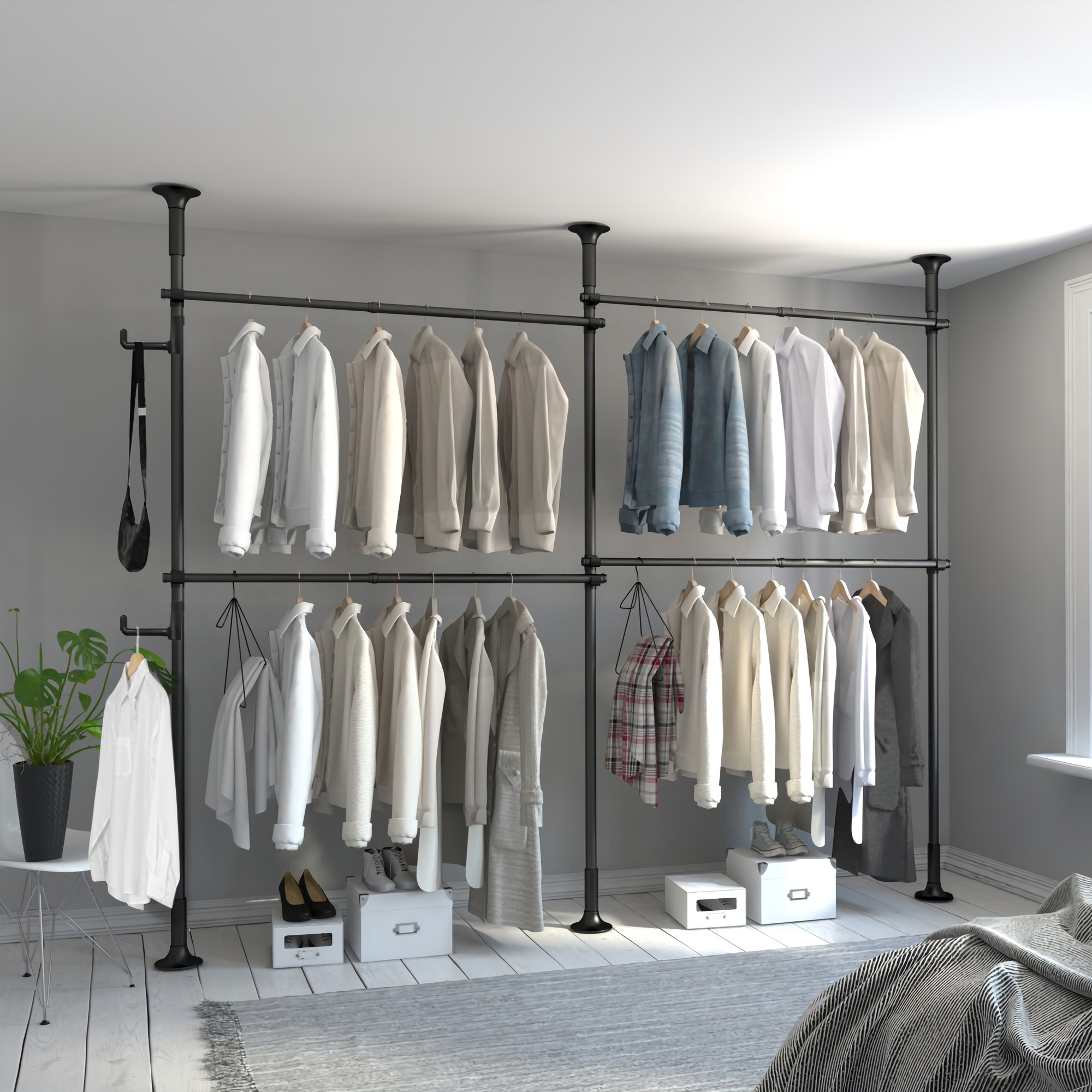 리우리빙 튼튼한 행거 4단 + 다용도 걸이 세트 63,900원