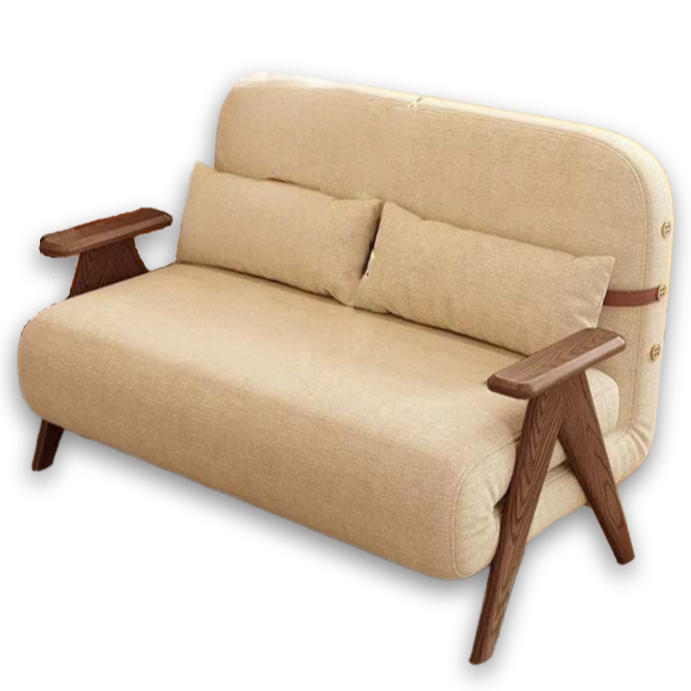 퍼니다움 북유럽 감성 접이식 쇼파베드 확장형침대 1인소파 소파, 화이트+방오가죽+브라운팔걸이 371,700원