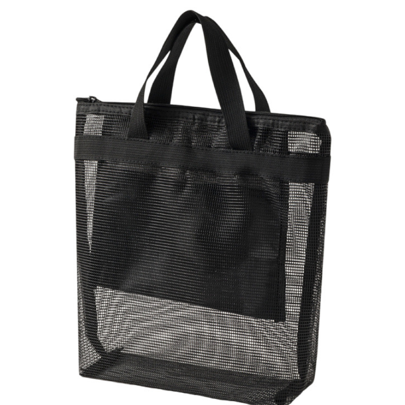 메쉬 포켓 목욕가방 물 빠지는 휴양지 물놀이 가방, 검정 4,900원