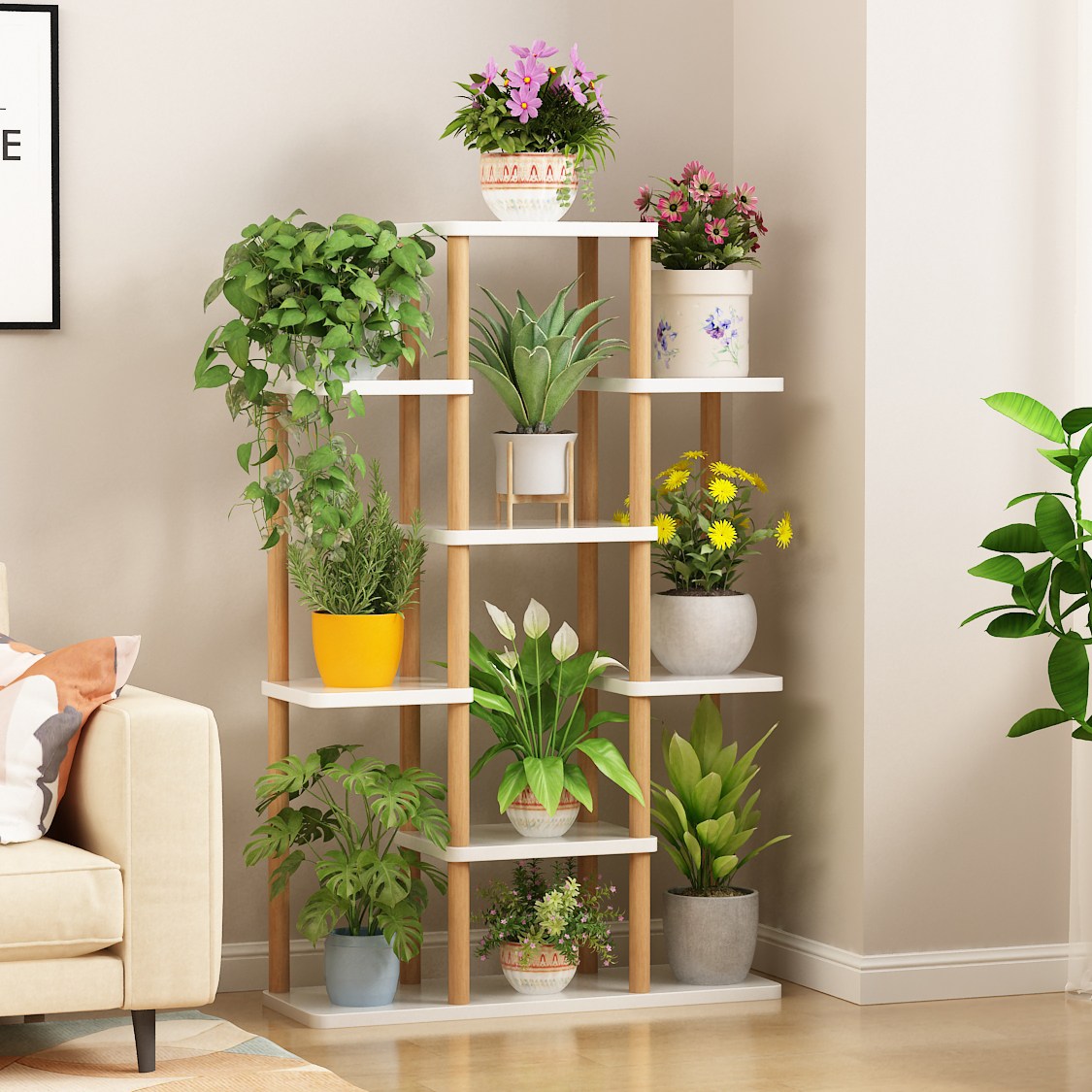 LINSHU 프리미엄 DIY 다층 북유럽풍 화분정리대 실내 베란다 화분받침대 다용도 선반 받침대 44,600원