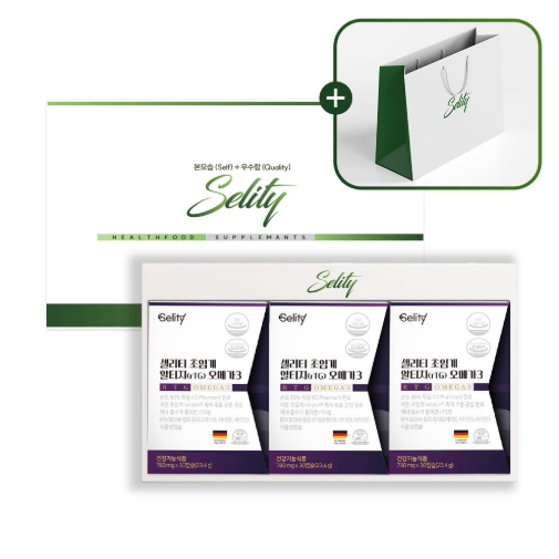 [선물세트] 셀리티  초임계 알티지(rTG) 오메가3 비타민E 비타민D 식물성 캡슐 3BOX 100,200원