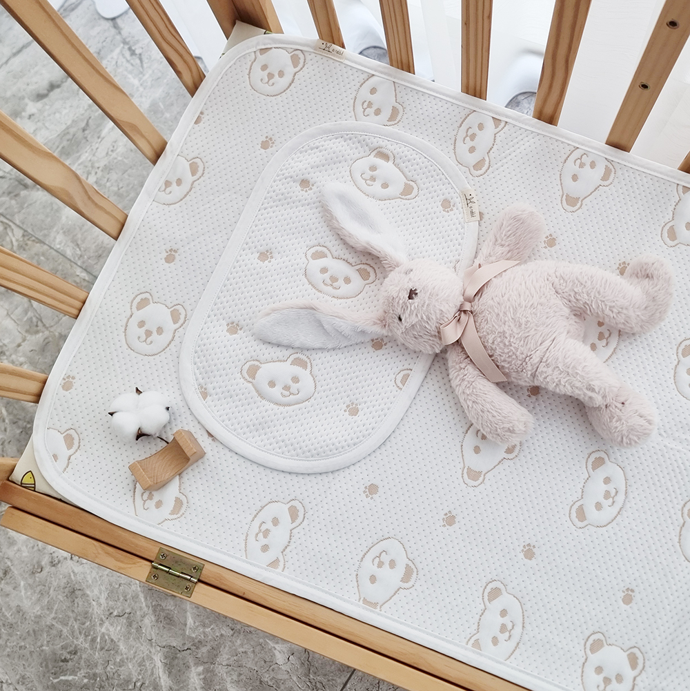 아이레빗 유아 아기 곰돌이 듀라론 양면 침대패드 + 배게 패드 세트 32,130원