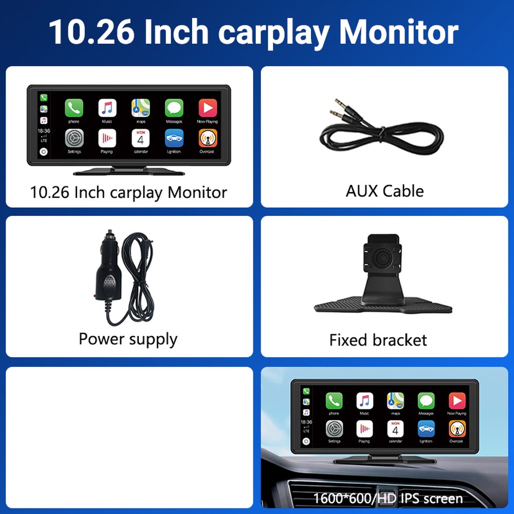 카플레이 모니터 XUDA 10 26 인치 4K DVR 무선 CarPlay 안드로이드 자동 휴대용 대시 IPS 터치 스크린 블루투스 오디오 듀얼 렌즈 레코더 73,400원