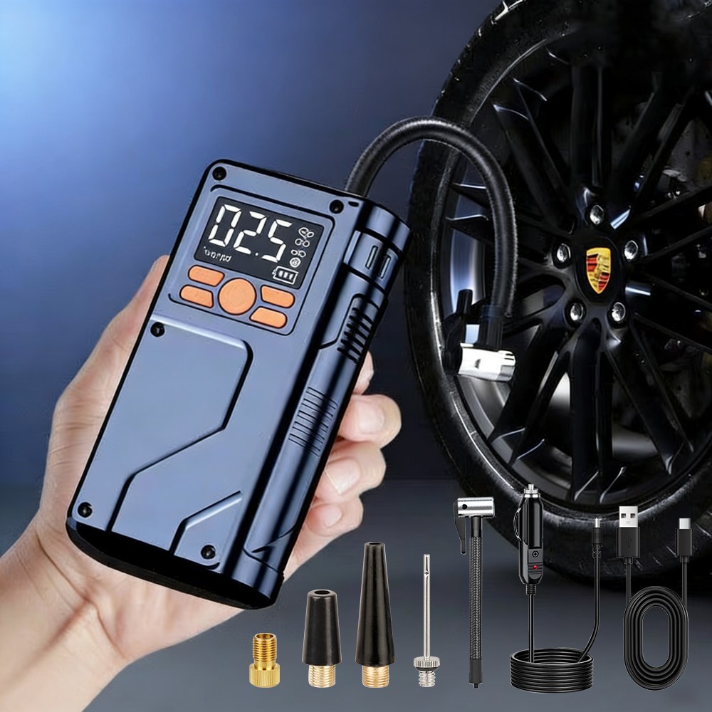 VERVEO 6000mAh 타이어 공기압 주입기 휴대용자동타이어공기주입기 정밀타이어 공기압 모니터링, 그레이, 1개 19,400원