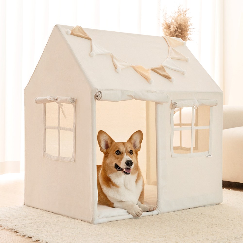 펫초이스 댕피스텔 강아지 텐트 고양이 쿠션 숨숨 집 하우스, 크림, 1개 65,900원