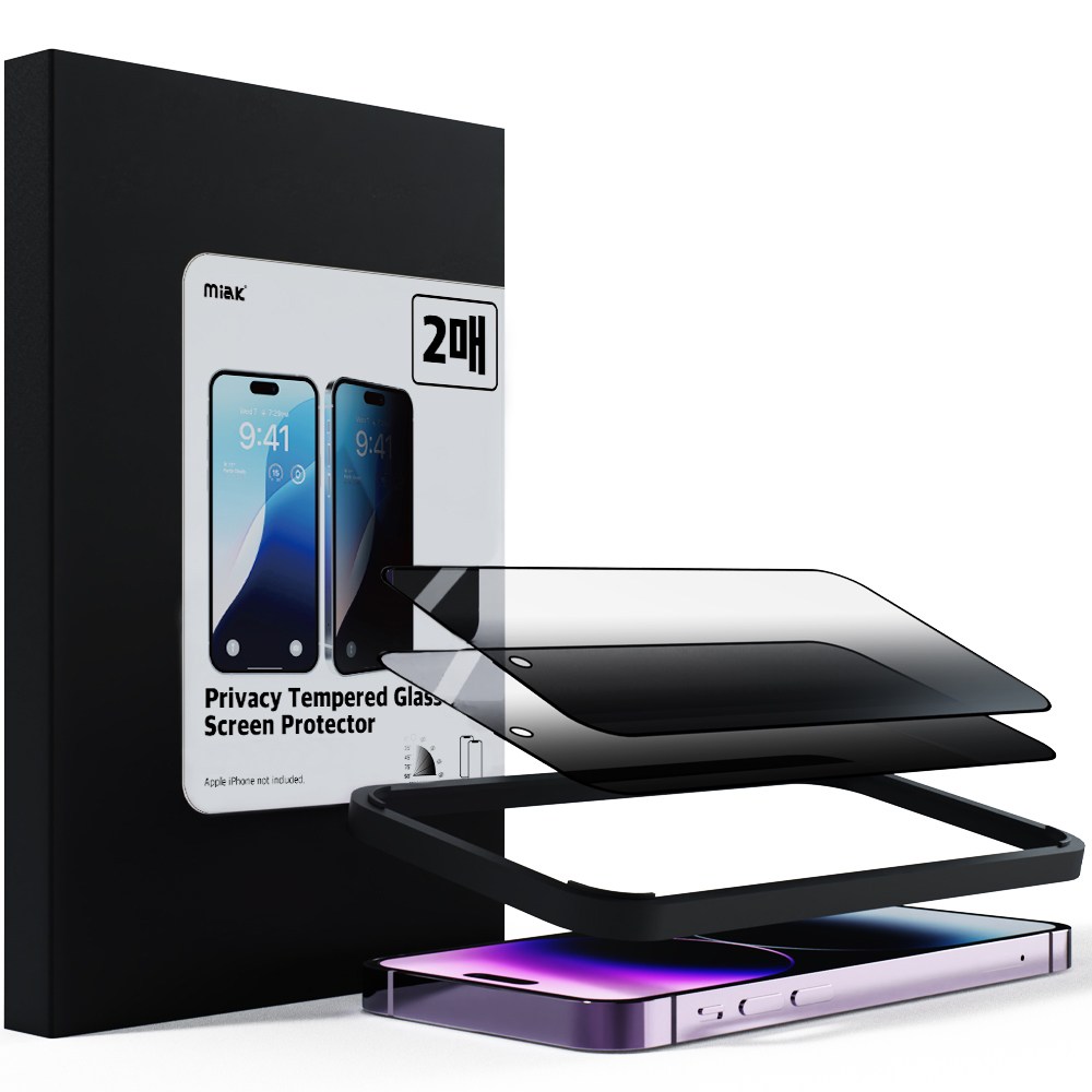 미아크 사생활보호 강화유리 액정보호필름 2p 6,400원