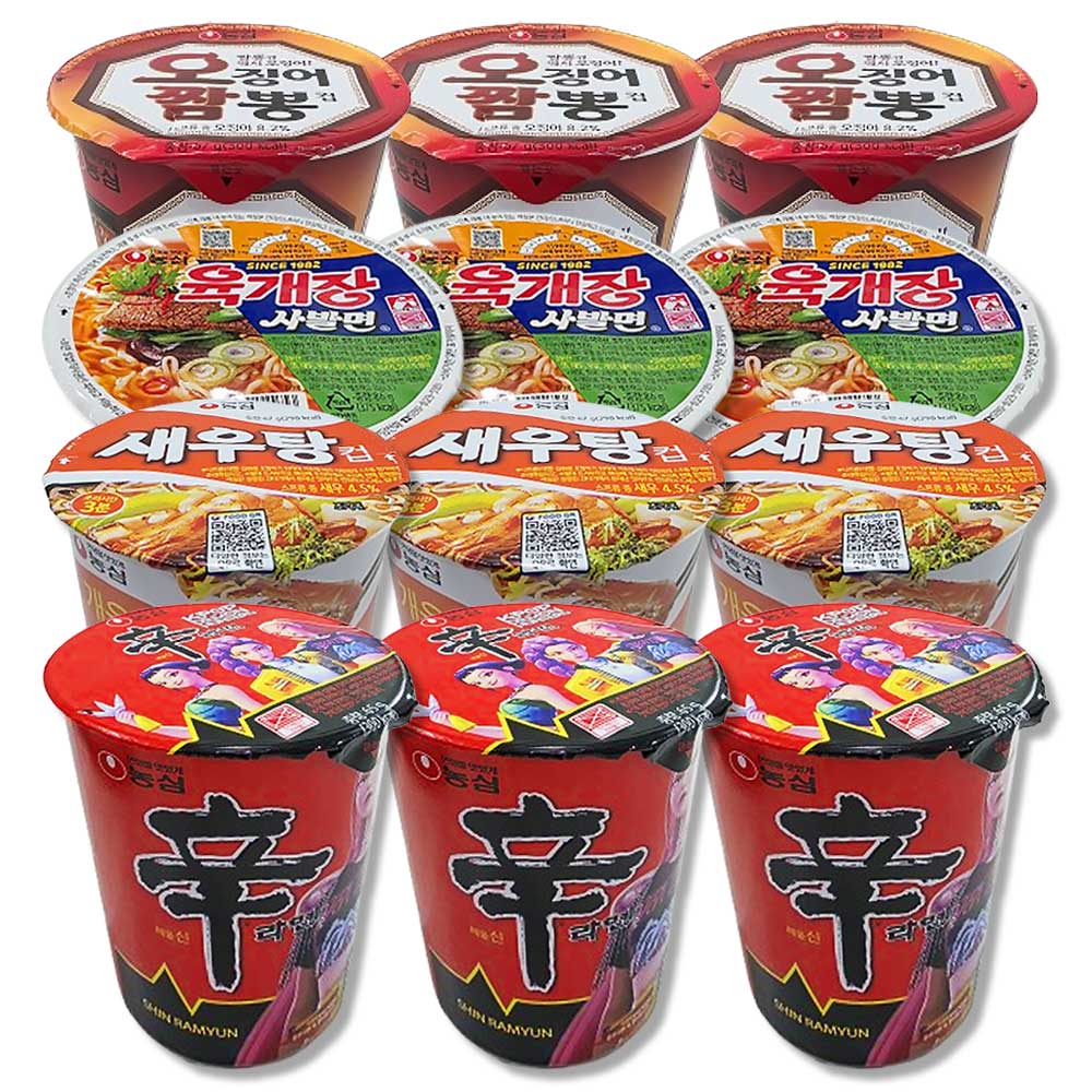 신라면3 새우탕3 육개장3 오징어짬뽕3 작은컵라면 농심, 1박스 23,010원
