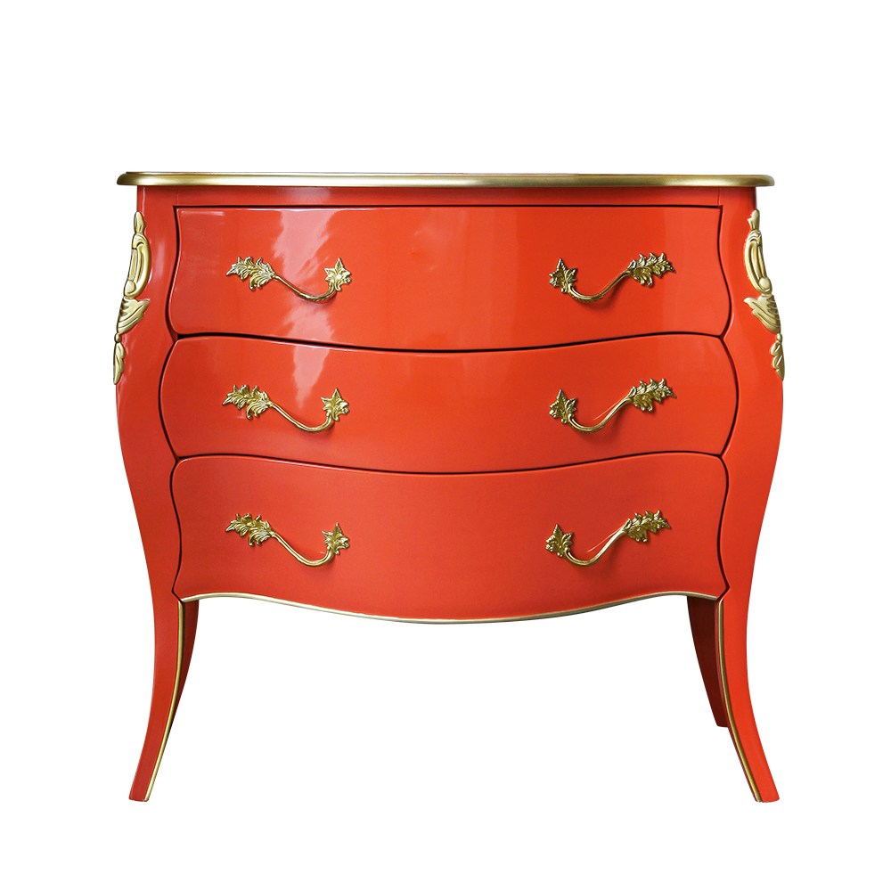 유캐슬 마호가니 원목 엔틱 피에르 3단 서랍장_착불배송, 레드오렌지 489,000원