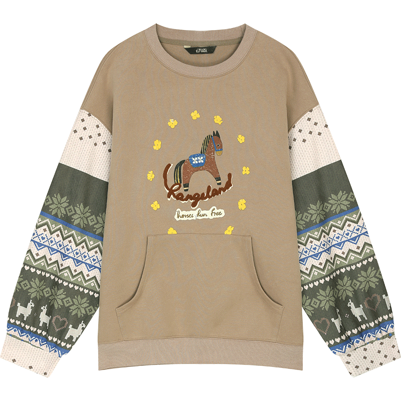 ELFSACK 여성 루즈핏 오버핏 맨투맨 가죽 패치 동물 프린트 기모 후디 빈티지 스웨트셔츠 캐주얼 데일리티 95,120원