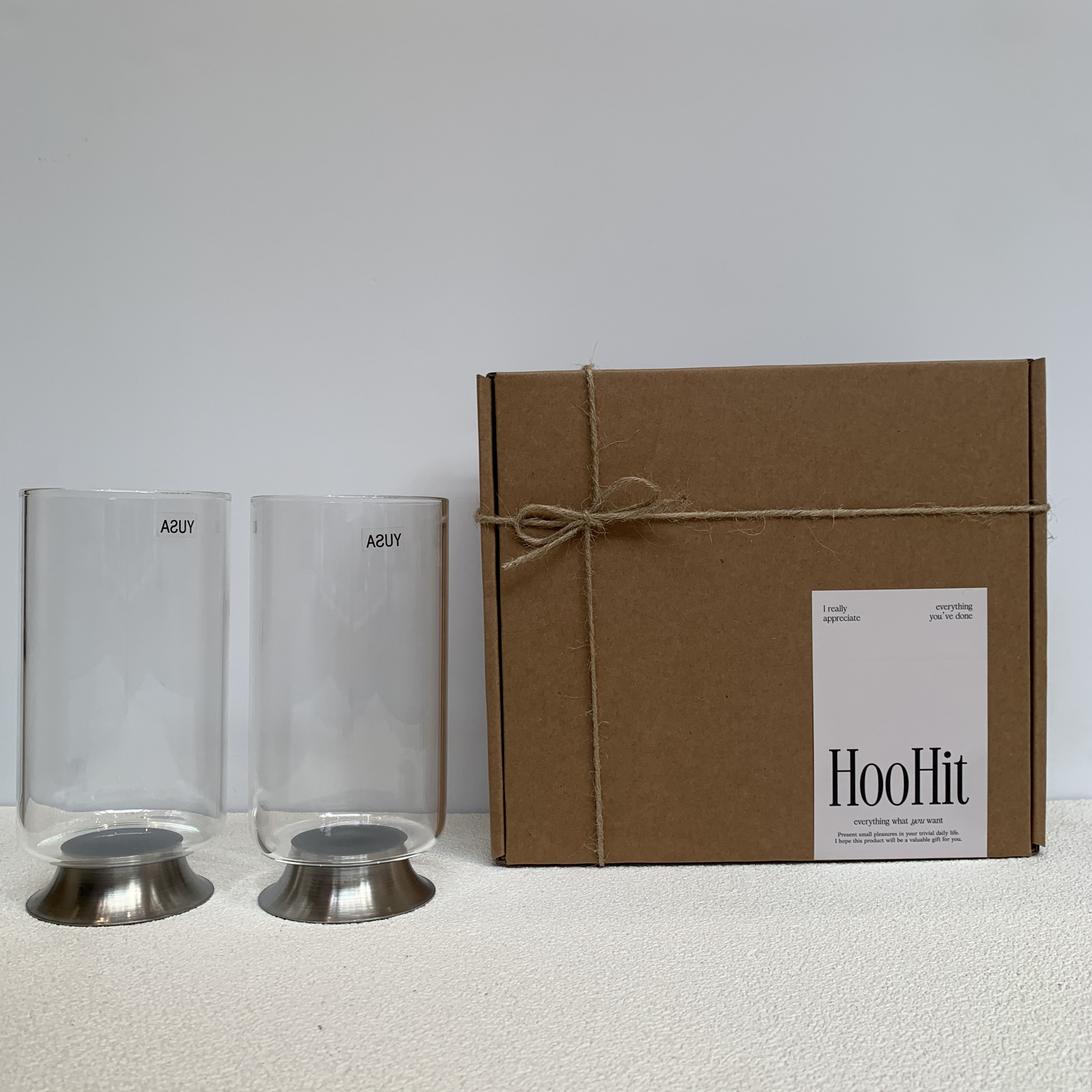 HOOHIT 집들이선물 신혼부부선물 스텐 유리컵 세트 선물포장+쇼핑백 34,900원