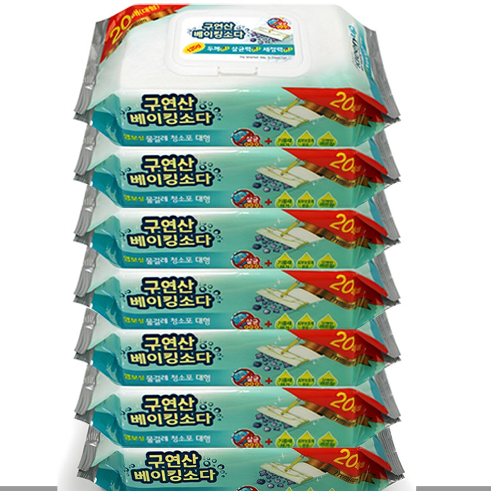 에파타 구연산 베이킹소다 프리미엄 일회용 물걸레 청소포 중형 20매, 7개 29,390원