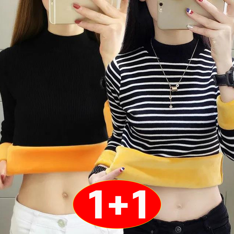 TIMEPURE 1+1 여성 보온 상의 투피스 세트 방한 내복 순색 소프트 슬림핏 빅사이즈 고탄력 보온 발열내의 반하이넥 긴팔 겨울 기모 도톰한 방한 이너웨어 28,520원