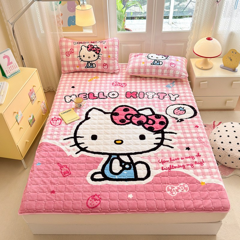 산리오 겨울용 극세사 고정밴드형 침대 패드 베개커버 세트 시나모롤 포차코 헬로키티 쿠로미 32,900원