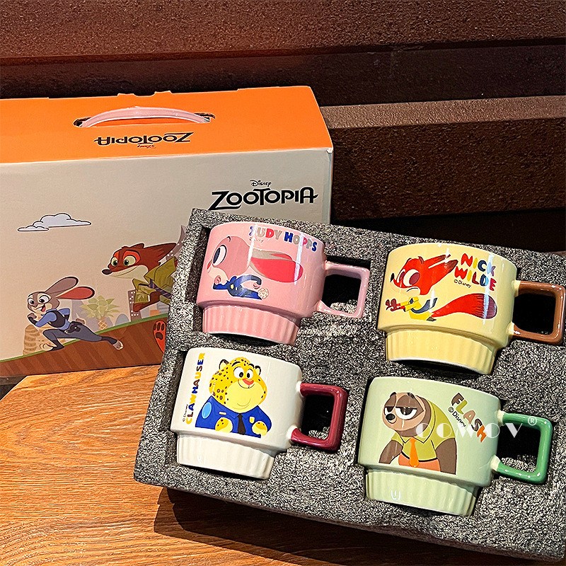 귀여운 주토피아 4종세트 머그컵 집들이 생일선물 닉 주디 캐릭터 물컵세트 38,000원