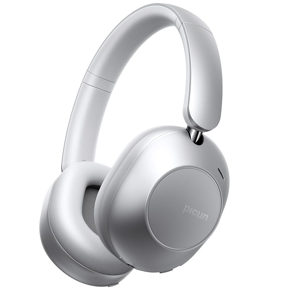 Picun F6 노이즈 캔슬링 헤드셋 블루투스 5.4 공간 오디오 Hi-res 무선헤드폰, 실버 89,000원