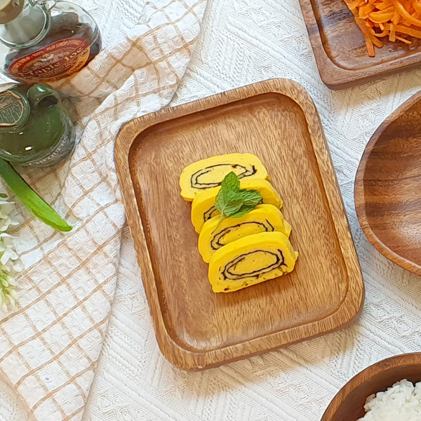 아트박스/이노르노 수제 통원목 캠핑 업소용 나무 그릇 사각접시(중), 1개 6,500원