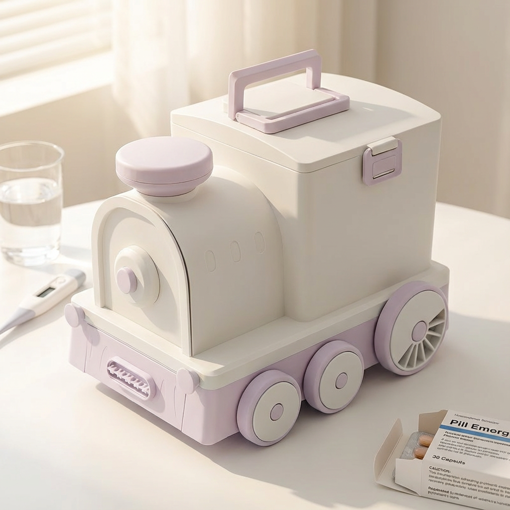 마술사 가정용 기차 모양 구급상자 약 정리함, 1개, 핑크 23,800원